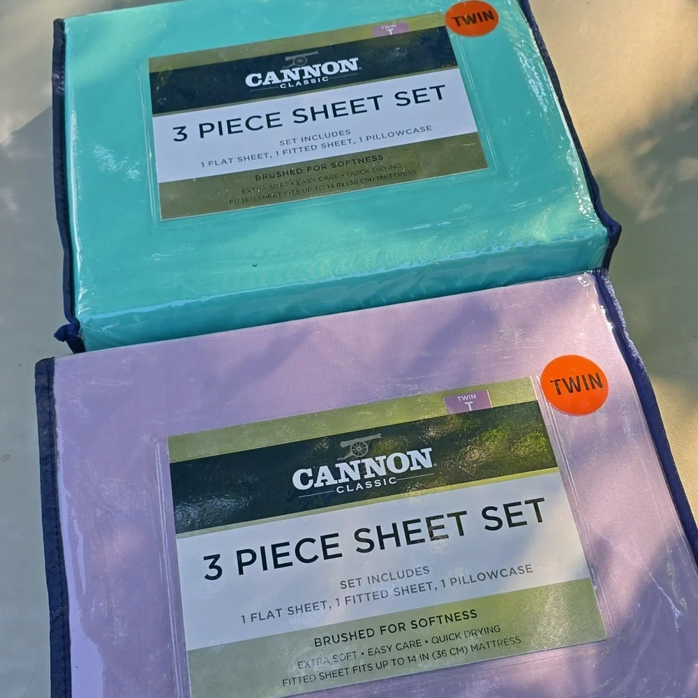 NEW Cannon Classic 3 Piece Twin Bed Sheet Set Fitted Flat & Pillow